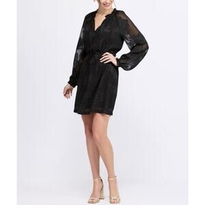 Daniel Rainn Sophia Lacy Puff Sleeve Dress, Black, Large